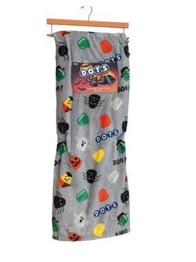 DOTS Halloween Oversized Throw 60" x 70" Gray Plush Frankenstein Spider Vampire